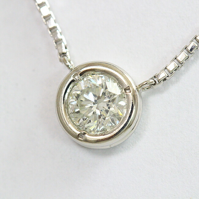 一粒石 ダイヤモンド 0.40ct ネックレス 18金ホワイトゴールド(K18WG) 【中古】 ジュエリー 【新品仕上げ/クリーニング済み】 netshop｜とーたる 店