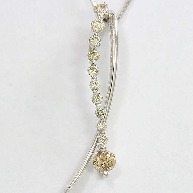 ダイヤモンド 計0.50ct ネックレス 18金ホワイトゴールド(K18WG) 【中古】 ジュエリー 【新品仕上げ/クリーニング済み】 netshop｜とーたる 店