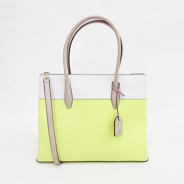 kate spade(ケイトスペード) 2WAYバッグ トート ロングショルダー 斜め掛け WKRU6761 黄色 イエロー×白 ホワイト / 【ブランドバッグ】【中古】nb netshop【2025124】