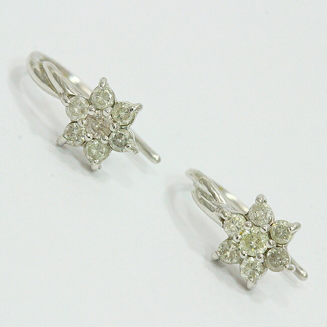 ジプシー ダイヤモンド 計0.15ctx2 ピアス 18金ホワイトゴールド(K18WG) 【中古】 ジュエリー 【新品仕上げ/クリーニング済み】 netshop【202616】｜とーたる 店