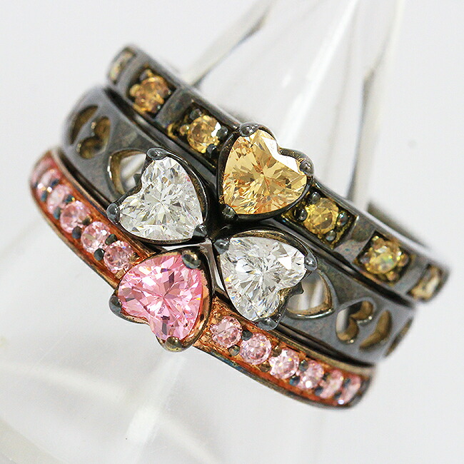 楽天市場】FolliFollie(フォリフォリ) 3連リング ハート 13号 シルバー