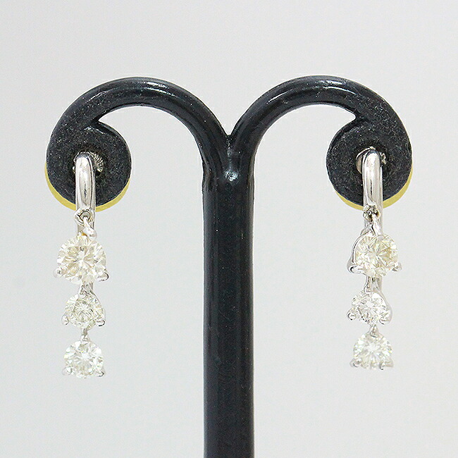 ダイヤモンド 計0.251ctx2 ピアス 18金ホワイトゴールド(K18WG) 【中古】 ジュエリー 【新品仕上げ/クリーニング済み】 netshop|とーたる 店