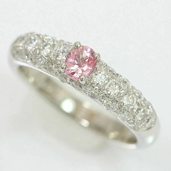 リング パパラチアサファイア0.400ct/ダイヤモンド計0.85ct 13.5号 プラチナ(Pt900) 【中古】 ジュエリー 【新品仕上げ/クリーニング済み】netshop