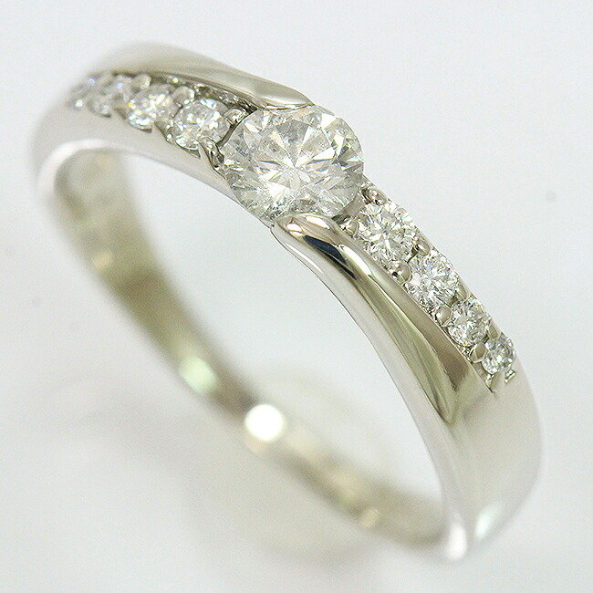 ダイヤモンド 0.34ct 計0.15ct リング 13号 プラチナ(Pt900) 【中古】ジュエリー 【新品仕上げ/クリーニング済み】 netshop｜とーたる 店