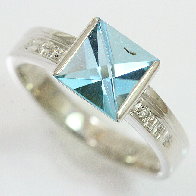 ブルートパーズ 1.83ct/ダイヤモンド 計0.03ct リング 11号 18金ホワイトゴールド(K18WG) 【中古】ジュエリー 【新品仕上げ/クリーニング済み】 netshop|とーたる 店