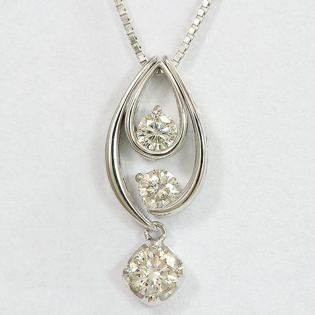 ネックレス ダイヤモンド 0.24ct 0.13ct 0.13ct 18金ホワイトゴールド(K18WG) 【中古】 ジュエリー 【新品仕上げ/クリーニング済み】netshop