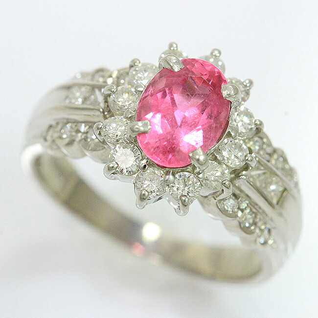 ピンクトルマリン 1.392ct/ダイヤモンド 計0.74ct リング 12.5号 プラチナ(Pt900) 【中古】ジュエリー 【新品仕上げ/クリーニング済み】 netshop｜とーたる 店