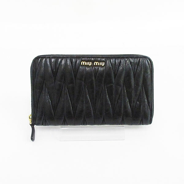 miumiu(ミュウミュウ) マテラッセ ラウンドファスナー長財布 黒 ブラック 【ブランド財布】 【中古】 netshop 9,088円