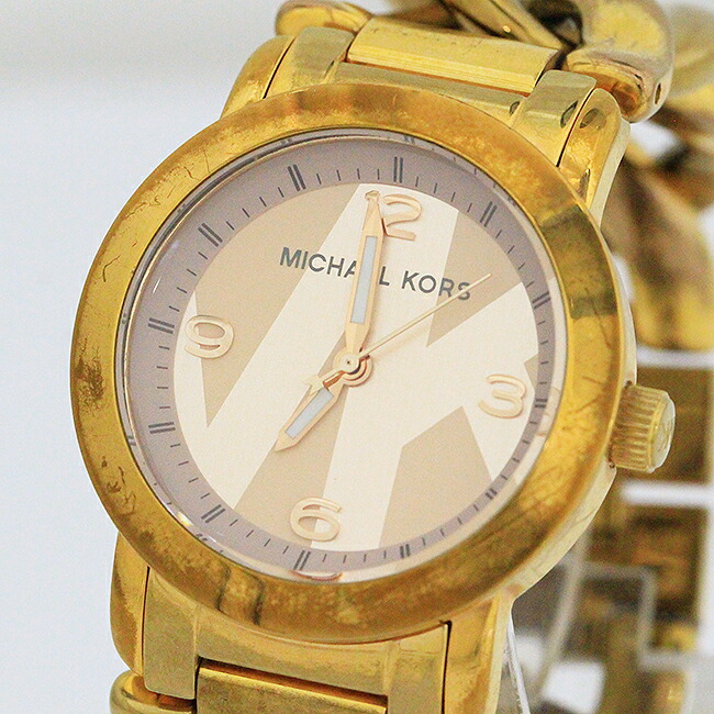 MICHAEL KORS（マイケルコース） MK-3238 ベージュ文字盤 ステンレススチール(SS) クォーツ レディース 【中古】 腕時計 netshop