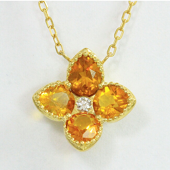 シトリン 計1.14ct/ダイヤモンド 0.04ct ネックレス 18金イエローゴールド(K18YG) 【中古】 ジュエリー 【新品仕上げ/クリーニング済み】 netshop|とーたる 店