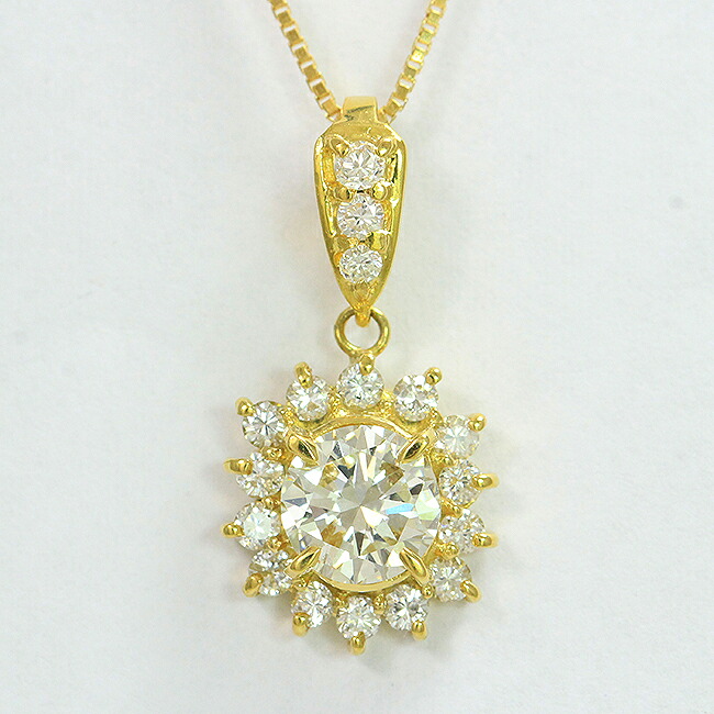 ダイヤモンド 0.812ct 計0.35ct 計0.08ct ネックレス 18金イエローゴールド(K18YG) 【中古】 ジュエリー 【新品仕上げ/クリーニング済み】 netshop