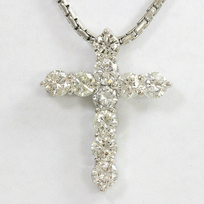ネックレス クロス ダイヤモンド 計2.0ct プラチナ(Pt850/Pt900) 【中古】 ジュエリー 【新品仕上げ/クリーニング済み】netshop