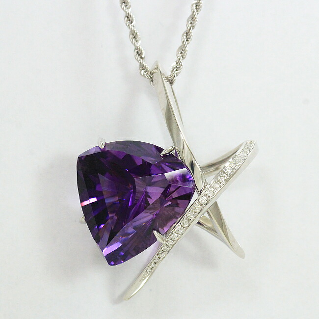 イサコキクチ ネックレス アメシスト 37.99ct ダイヤモンド 計0.29ct 18金ホワイトゴールド(K18WG) 【中古】ブランド ジュエリー 【新品仕上げ/クリーニング済み】 netshop 314,100円