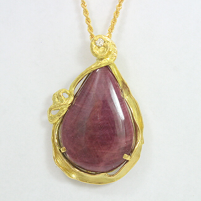 ペンダントトップ 両用 ブローチ パープルサファイア/ダイヤモンド 0.10ct ネックレス 18金イエローゴールド(K18YG) 【中古】 ジュエリー 【新品仕上げ/クリーニング済み】 netshop