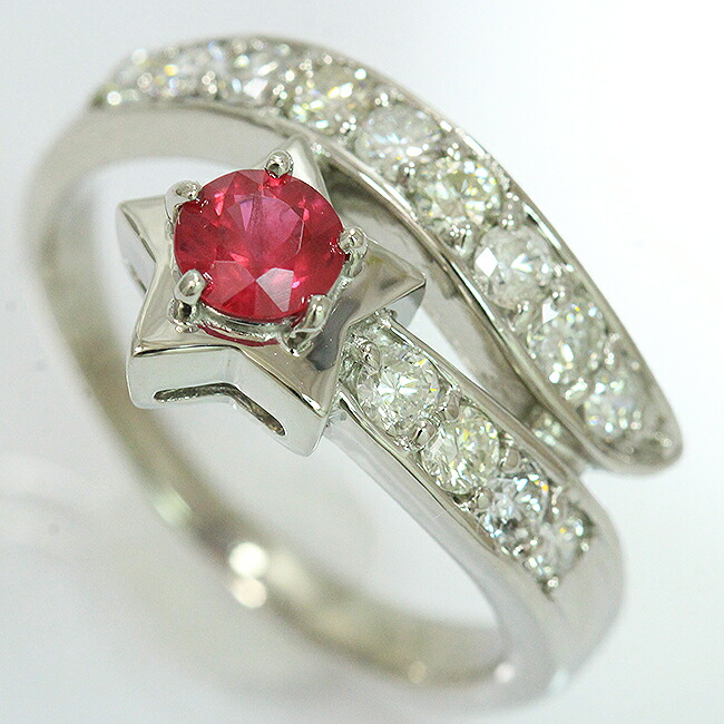 リング ルビー 0.541ct ダイヤモンド 計0.81ct 18号 プラチナ(Pt900) 【中古】 ジュエリー 【新品仕上げ/クリーニング済み】netshop
