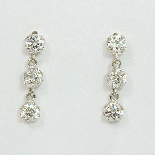 ピアス キュービック 14金ホワイトゴールド(K14WG) 【中古】 ジュエリー 【新品仕上げ/クリーニング済み】netshop