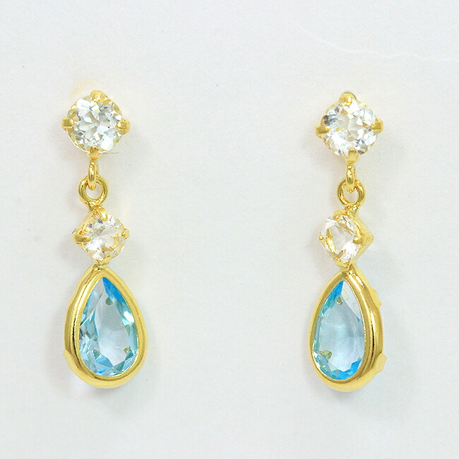 ピアス ブルートパーズ/アクアマリン/ホワイトトパーズ 18金イエローゴールド(K18YG) 【中古】 ジュエリー 【新品仕上げ/クリーニング済み】netshop