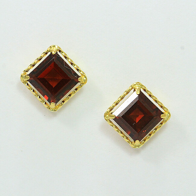 ガーネット 1.25ct&times;2 ピアス 18金イエローゴールド(K18YG) 【中古】 ジュエリー 【新品仕上げ/クリーニング済み】 netshop｜とーたる 店