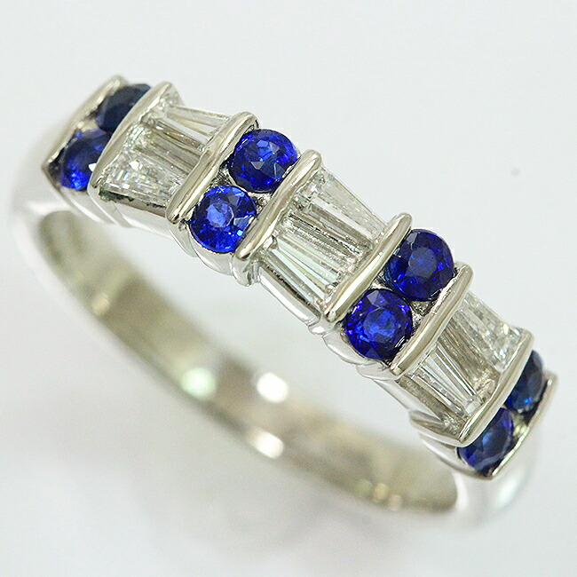 リング サファイア 計0.70ct/ダイヤモンド 計0.37ct 16号 プラチナ(Pt900) 【中古】 ジュエリー 【新品仕上げ/クリーニング済み】netshop｜とーたる 店