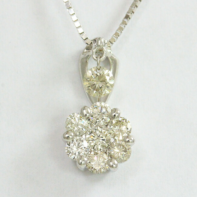 フラワー ダイヤモンド計0.70ct ネックレス 18金ホワイトゴールド(K18WG) 【中古】 ジュエリー 【新品仕上げ/クリーニング済み】 netshop|とーたる 店