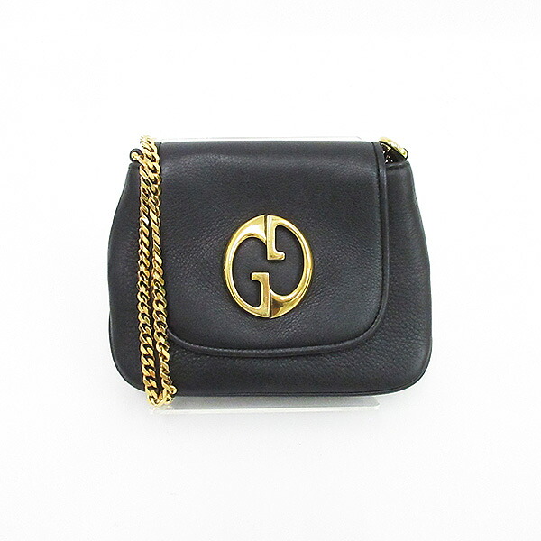GUCCI(グッチ) ダブルG ミニチェーンショルダーバッグ 黒 ブラック レザー【ブランドバッグ】 【中古】 netshop｜とーたる 店 35,750円