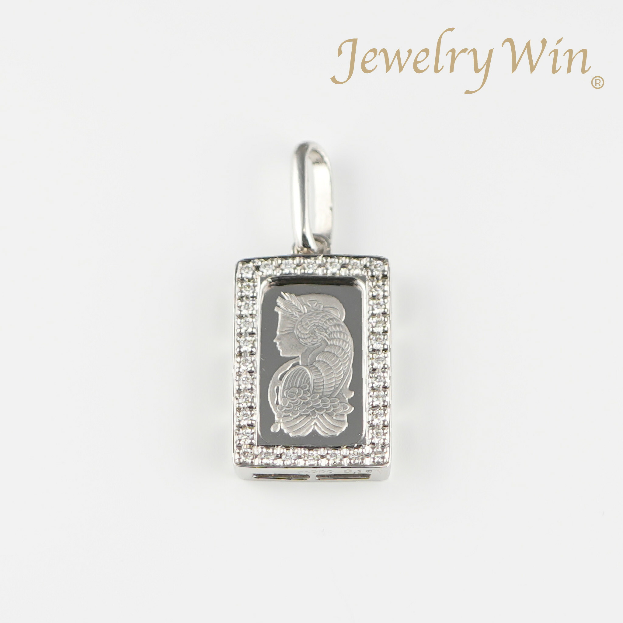 ペンダントトップ Pt999.5 フォルトゥナ インゴット 1g Pt900 枠付 ダイヤモンド付 (Type-DM) 新品｜Jewelry Win 店