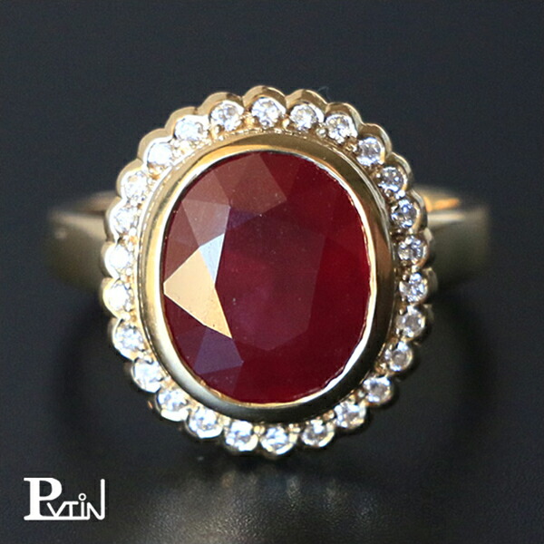 楽天市場】ルビー4ct リング ダイヤモンド 14金 ゴールド 指輪