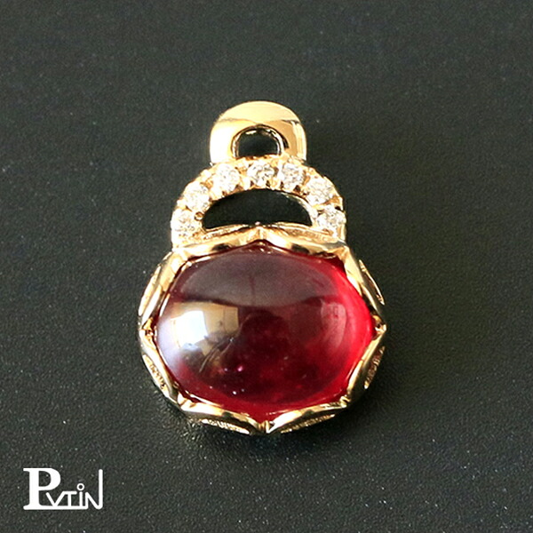 ダイヤモンド ルビー4ct ペンダント 14金 ゴールド 宝石 天然石 アンティークデザイン アジアン 女性 レディース 誕生石 PV-Tin アクセサリー ジュエリー 送料無料