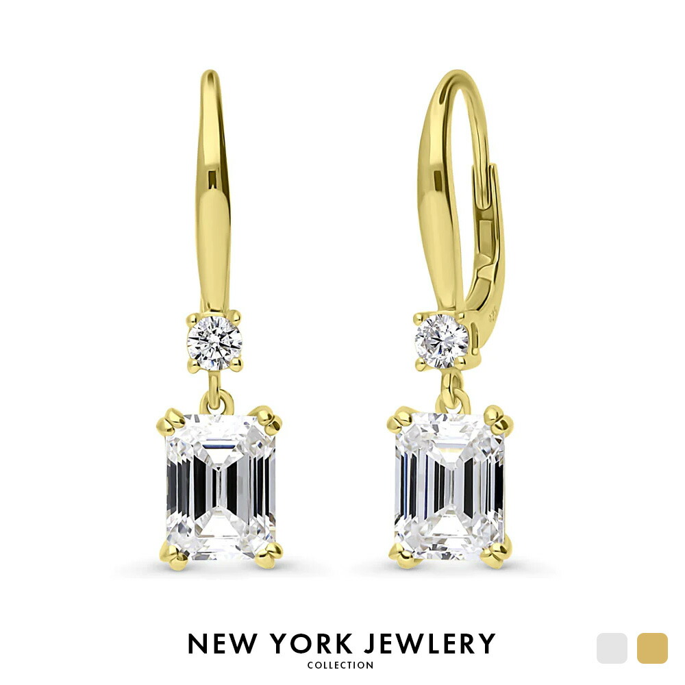 ピアス レディース フープピアス エメラルドカット 計3.4ct シルバー925 K18 ゴールド プラチナ 両耳 揺れる シンプル おしゃれ 上品 大人かわいい オフィス 華やか ブランド ニッケルフリー 金属アレルギー対応 30代 40代 50代 母の日 誕生日 プレゼント｜JEWELRY CASTLE Lab Diamond