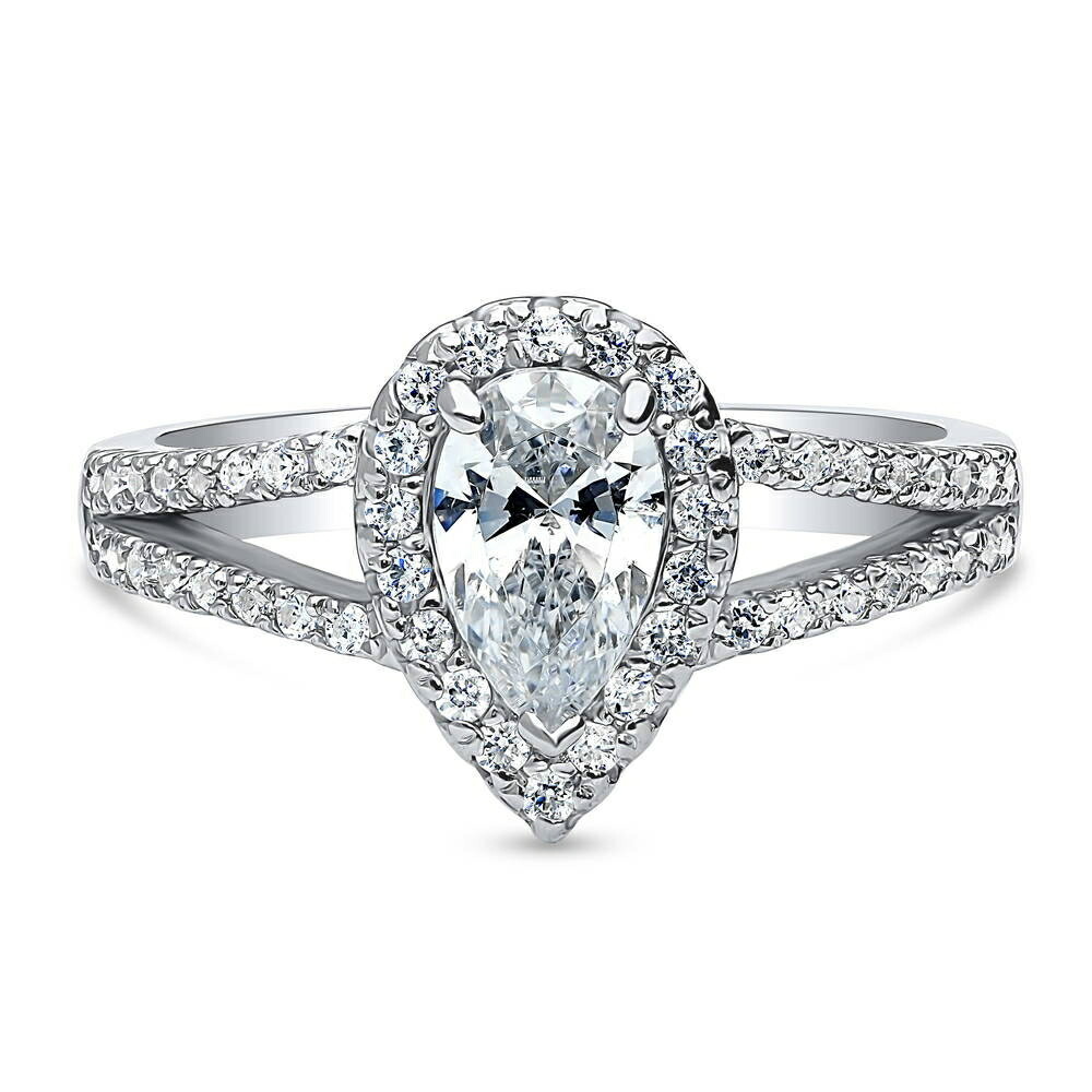 リング 指輪 レディース ダイヤモンド ペアシェイプカット 1.1ct Haloデザイン K18 ゴールド プラチナ仕上げ ジュエリー シンプル 大人 かわいい 20代 30代 40代 50代 普段使い 金属アレルギー対応 母の日 誕生日 プレゼント｜JEWELRY CASTLE Lab Diamond