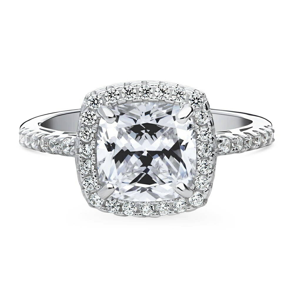 リング 指輪 レディース ダイヤモンド クッションカット 3.36ct Haloデザイン 大粒 K18 ゴールド プラチナ仕上げ ジュエリー シンプル 大人 かわいい 20代 30代 40代 50代 普段使い 金属アレルギー対応 母の日 誕生日 プレゼント|JEWELRY CASTLE Lab Diamond
