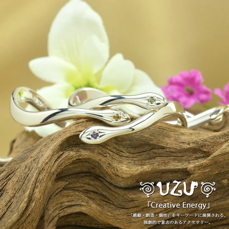 BU-0130-Ladies'【UZU】【ブレスレット バングル】【シルバー925】【鏡面仕上げ】【コーティング対応】選べる3石【AM PD ST】