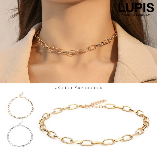 楽天市場】チョーカー シンプル チェーン ネックレス ゴールド