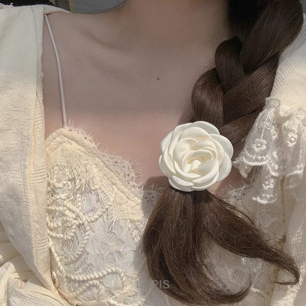 世界的に ヘアゴム ヘアアクセサリー ローズ 薔薇 フラワー お花 ホワイト ふんわり ワンポイント フェミニン 華やか おしゃれ 韓国ガーリー 上品  激安 安い プチプラ www.agroservet.com