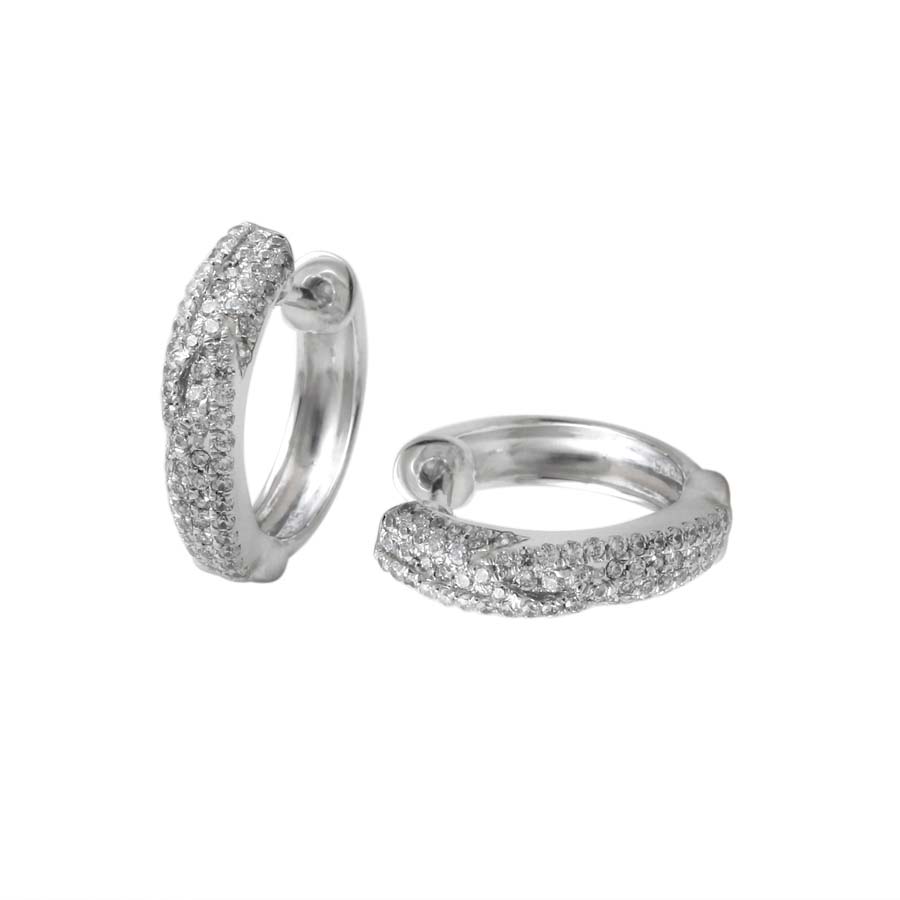 18金 ダイヤモンド フープ ピアス 0.4ct(片耳0.2ct) K18WG ホワイトゴールド ダイアモンド レディース プレゼント ギフト 記念日 誕生日 ご褒美|ダイヤ専門店 ジュエリーロイヤル