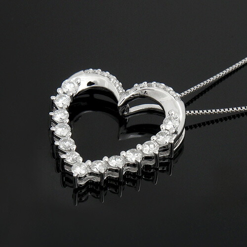 18金 ダイヤモンド0.55ct オープンハートネックレス ペンダント 0.55カラット K18WG ホワイトゴールド ダイアモンド レディース プレゼント ギフト 記念日 誕生日 ご褒美