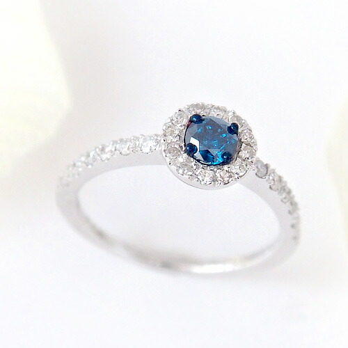 18金 合計0.5ct ブルーダイヤモンドリング K18WG ホワイトゴールド 0.5カラット 指輪 ダイアモンド レディース プレゼント ギフト 記念日 誕生日 ご褒美｜ダイヤ専門店 ジュエリーロイヤル