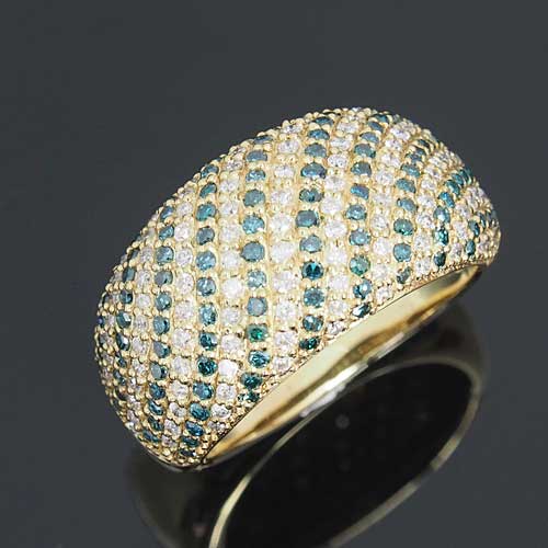 18金 ダイヤモンド 1.0ct ブルーダイヤ パヴェリング K18YG イエローゴールド 指輪 0.65カラット ダイアモンド レディース プレゼント ギフト 記念日 誕生日 ご褒美｜ダイヤ専門店 ジュエリーロイヤル