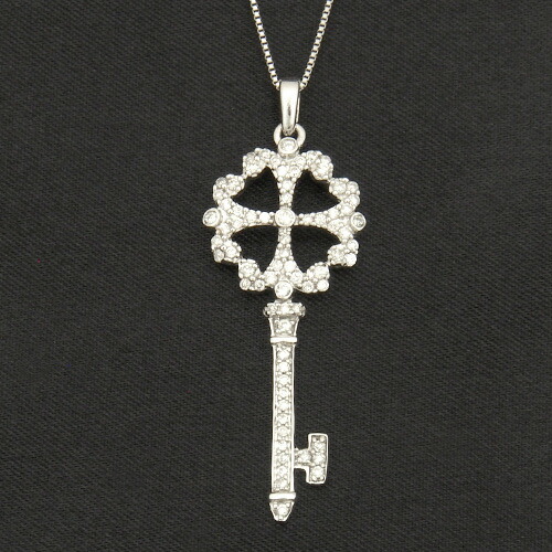 18金 ダイヤモンド0.35ct キーモチーフ 四葉のクローバーダイヤモンドネックレス ペンダント 0.35カラット K18WG ホワイトゴールド ダイアモンド レディース プレゼント ギフト 記念日 誕生日 ご褒美