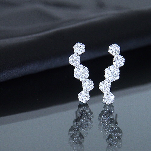 18金 ダイヤモンド1.0ct 片耳0.5ct フラワーロングピアス K18WG ホワイトゴールド ダイアモンド レディース プレゼント ギフト 記念日 誕生日 ご褒美