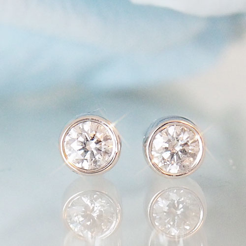 プラチナ ダイヤモンド0.12ct 片耳0.06ct ふくりん 伏せこみピアス ベゼルセッティング Pt900 ダイアモンド レディース プレゼント ギフト 記念日 誕生日