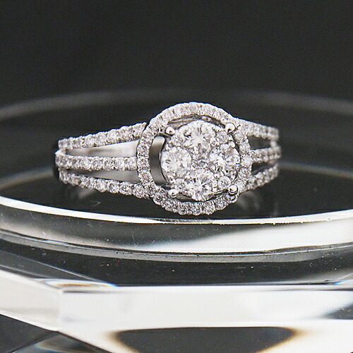 18金 ダイヤモンド 0.65ct ラウンド リング プレッシャーセッティング マイクロセッティング 0.65カラット 指輪 K18WG ホワイトゴールド ダイアモンド レディース プレゼント ギフト 記念日 誕生日 ご褒美