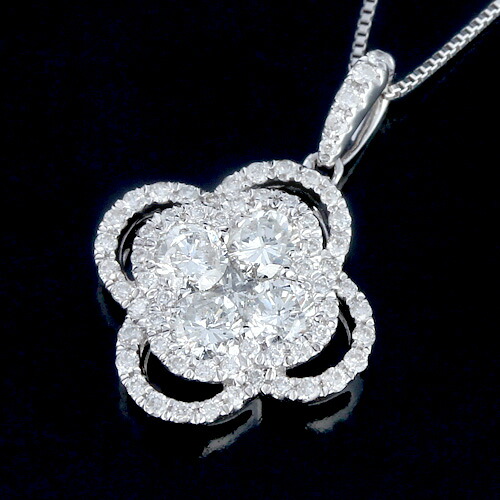 18金 ダイヤモンド0.8ct フワラーネックレス ペンダント 0.8ctカラット K18WG ホワイトゴールド ダイアモンド レディース プレゼント ギフト 記念日 誕生日 ご褒美|ダイヤ専門店 ジュエリーロイヤル