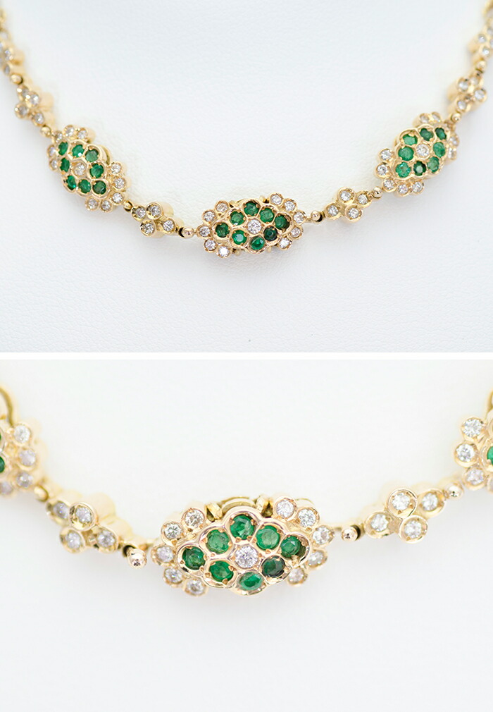 中古 エメラルドネックレス 鑑別書付 エメラルド 0 58ct ダイヤモンド 0 58ct Siクラス ラウンド 金 750 ゴールド アクセサリー ジュエリー 宝石 レディース 磨き上げ済 Mozago Com