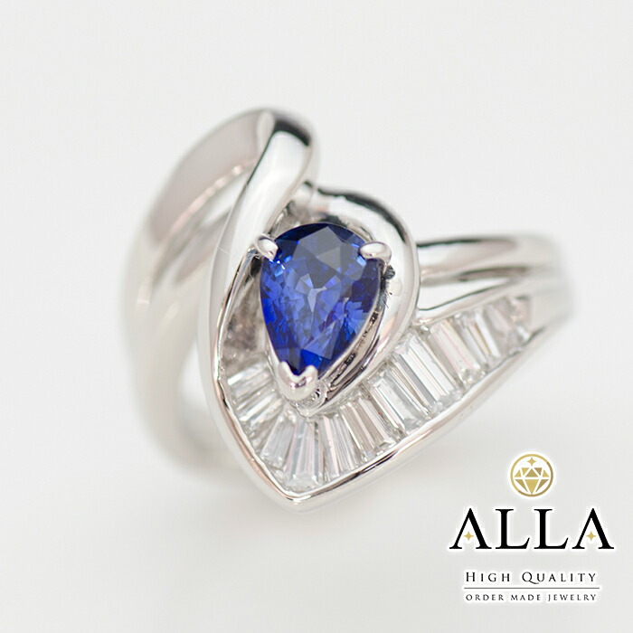 【中古】 サファイア リング 鑑別書付 Pt900 サファイア 1.39ct ダイヤモンド 0.55ct SIクラス 11号 プラチナ アクセサリー ペアシェイプト 宝石 レディース 【磨き上げ済】｜Jewelry shop ALLA 195,000円