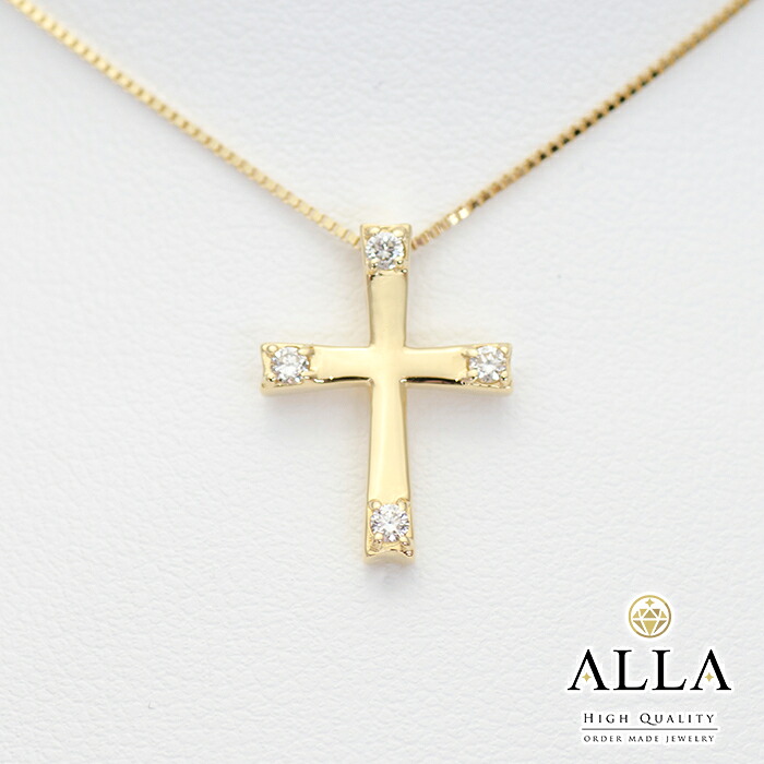 【新品】 クロス ダイヤモンドネックレス K18 ダイヤモンド 0.09ct SIクラス ゴールド アクセサリー ジュエリー 高級ジュエリー オーダーメイド 【レディース】｜Jewelry shop ALLA