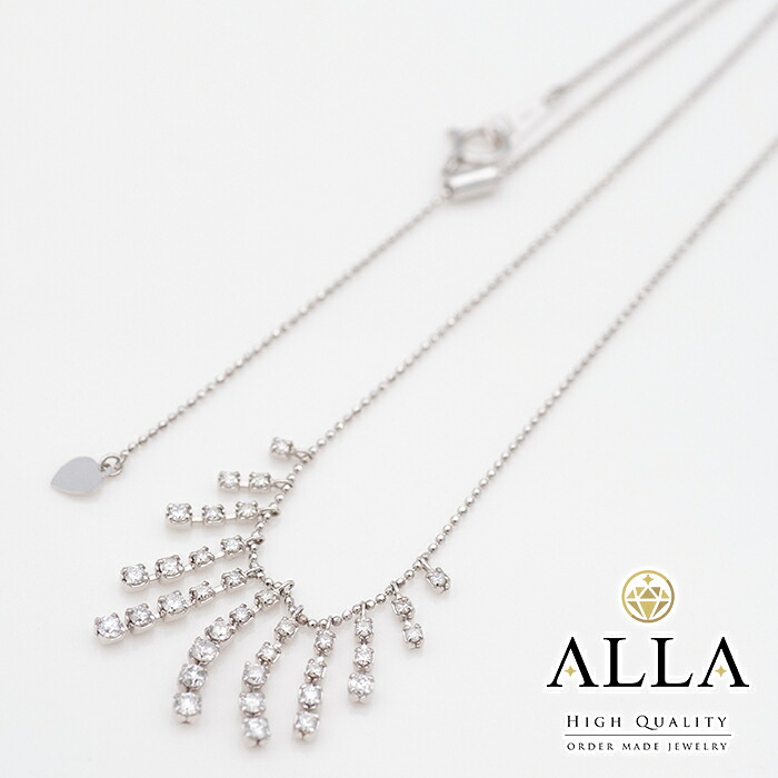 【中古】 ダイヤモンドネックレス K18WG ダイヤモンド 1.00ct SIクラス ラウンド ホワイトゴールド アクセサリー ジュエリー 宝石 レディース 【磨き上げ済】