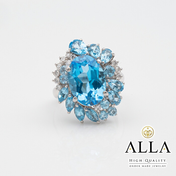 楽天市場】ブルートパーズ 3.39ct ダイヤモンド リング 11号