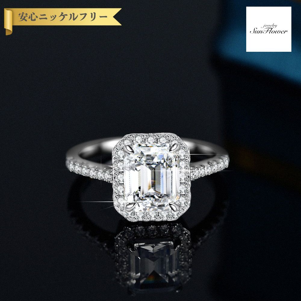 【全品70%OFFクーポン 先着500名 フライング＆スタートダッシュセール】【30日返品保証】 リング レディース モアサナイト ホワイト シルバー925 シルバー 9号 11号 14号 16号 18号 4ct cbjz050 44,135円
