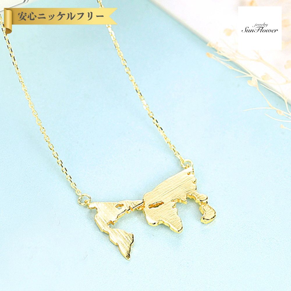 【全品70%OFFクーポン 先着500名 ラストスパート＆アフターセール】【30日返品保証】 ネックレス 40+5cm アジャスター 引き輪 シルバー925 イエローゴールド シルバー 小豆 アズキチェーン 石なし モチーフ 世界地図 マップ cn0340